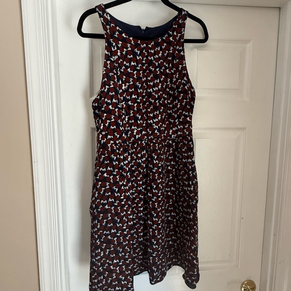 J. Crew Maroon and White Patterned Mini Dress